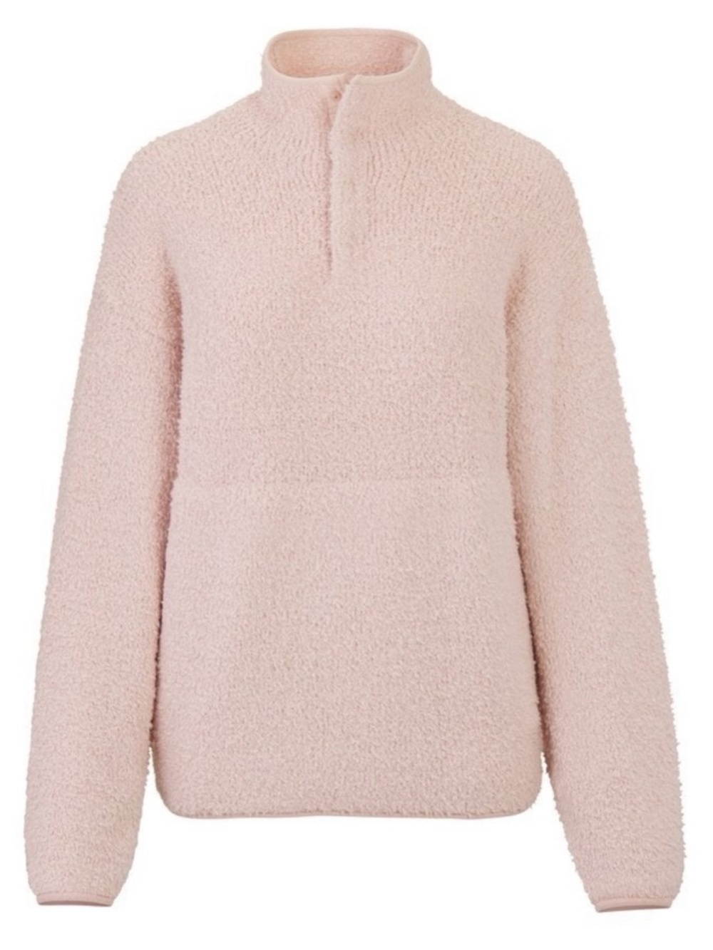 Skims Cozy Knit Boucle Quarter Zip Pullover in Pink Size L/XL Faux Sherpa